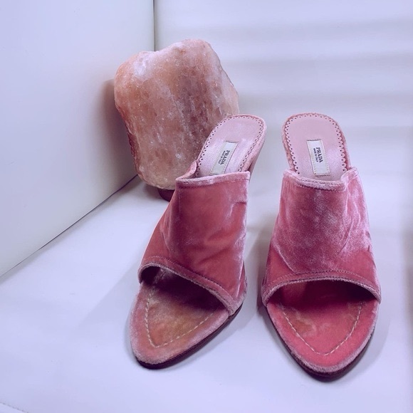 Prada Shoes - Vintage/Prada Pink Velvet Mule slides/
